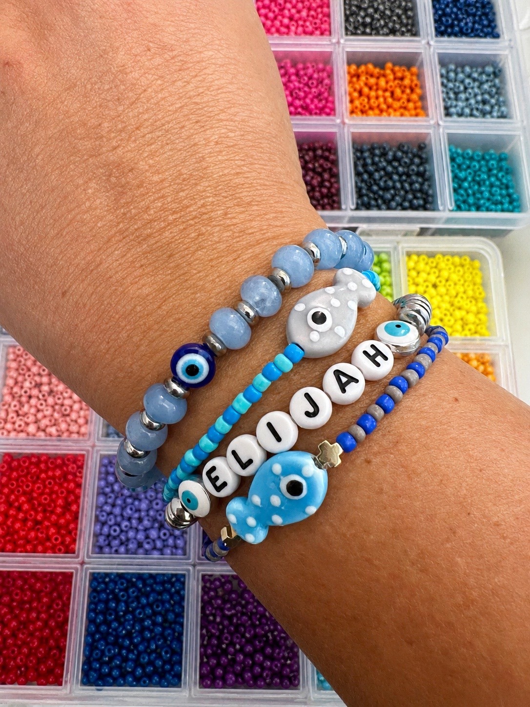 Handmade bracelet with Greek-inspired colors