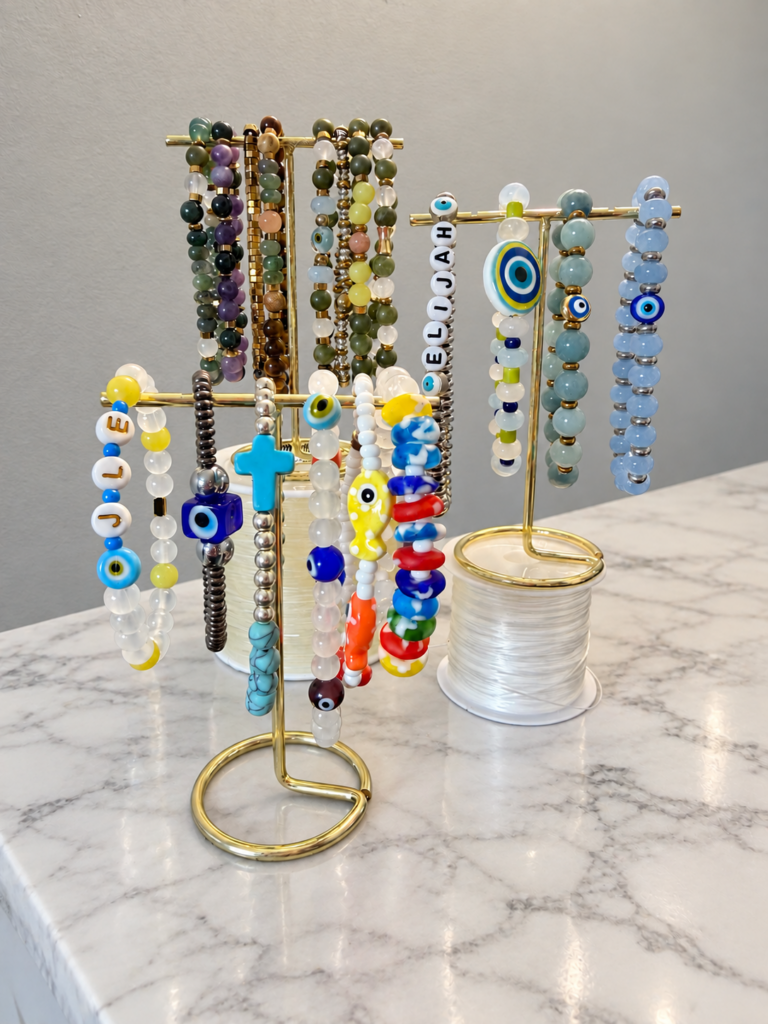 Display of handmade Parea and Beads bracelets